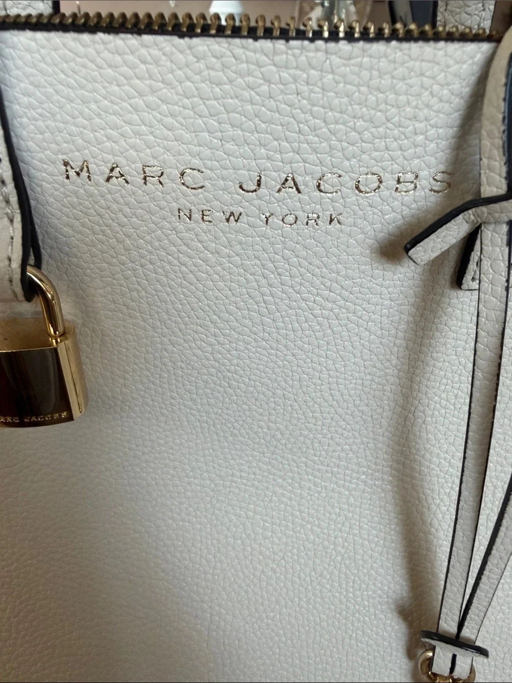 Marc Jacobs Cream Leather Top-Handle Satchel with Gold Hardware